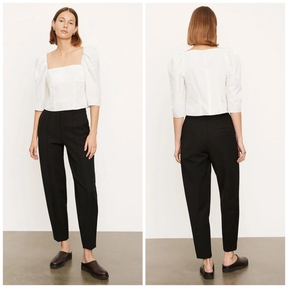 Vince. Pintuck Tapered Trouser black size 6 - Picture 2 of 11